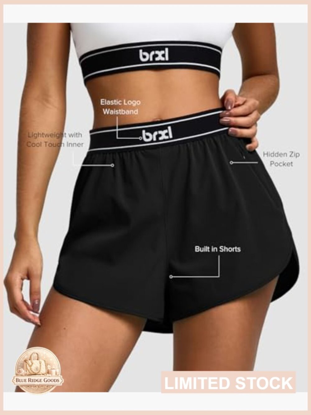 2 in 1 Running Shorts High Waisted Quick Dry Athletic Dolphin Hem Side Pocket - Picture 2 of 7